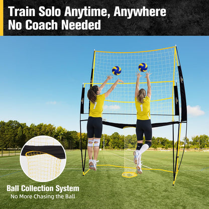 PodiuMax Volleyball Training Equipment, 11x8FT Adjustable 6.5–8 ft, Volleyball Practice Net for Serve & Spike, 2-in-1 Train & Play, Fast Setup, Stable Frame Training Net for Backyard Indoor Outdoor