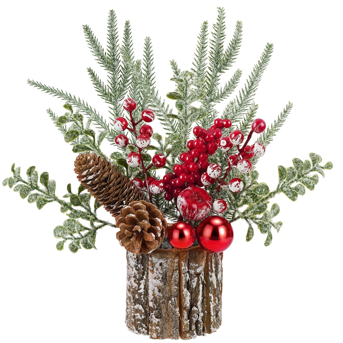 Shaxcoq Christmas Centerpieces for Tables – Tabletop Christmas Decorations with Pine, Cones & Berries – Indoor Holiday Decors for Home, Office, Kitchen or Fireplace Mantel