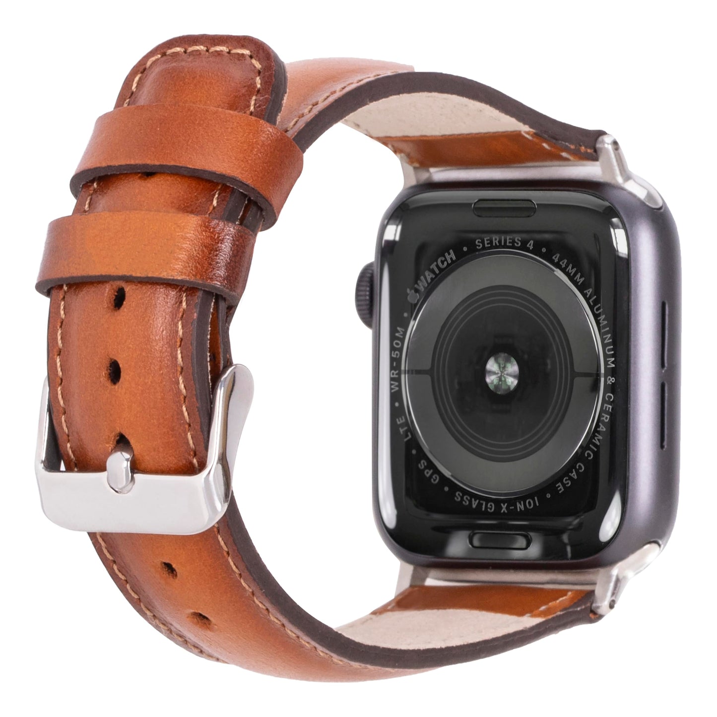 benvato Premium Handmade Leather Watch Band for Apple Watch SE 3 2 1 & Series 11 10 9 8 7 6 5 4 3 2 1 fits 42mm 41mm 40mm 38mm (Tan Brown w/Silver Connector&Clasp)
