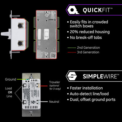 Enbrighten Zigbee Dimmer, QuickFit & SimpleWire, Pairs Directly with Echo Studio/Show 10/Plus 1st & 2nd Gen, Works WIth Alexa, Google Assistant, White & Light Almond, Smart Light Switch, 43080