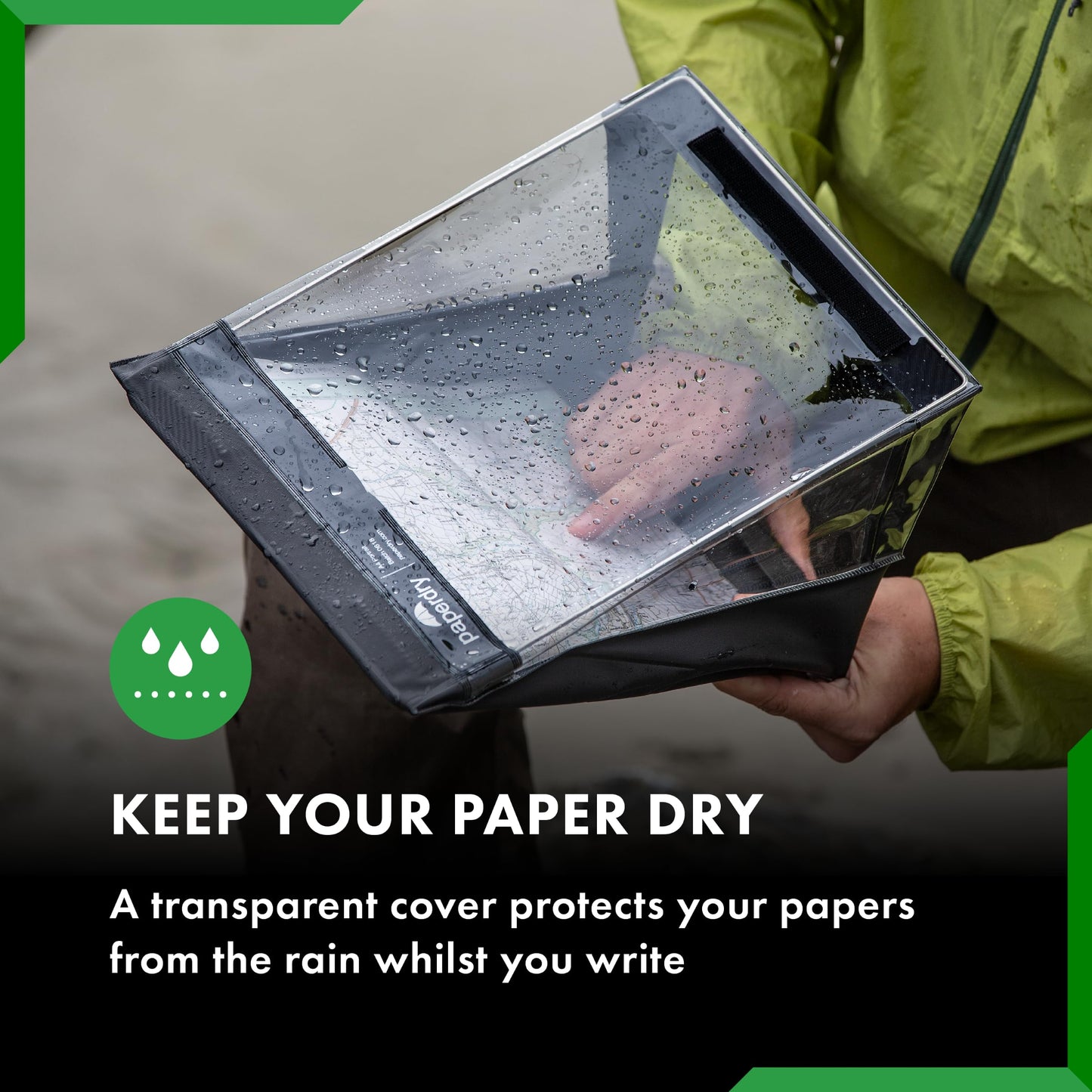 Waterproof Clipboard A4 Portrait by Paperdry, Black, Superior PVC Plastic with Cold Protection, Outdoor Covered Clip Board with Storage, A4 Waterproof Document Holder