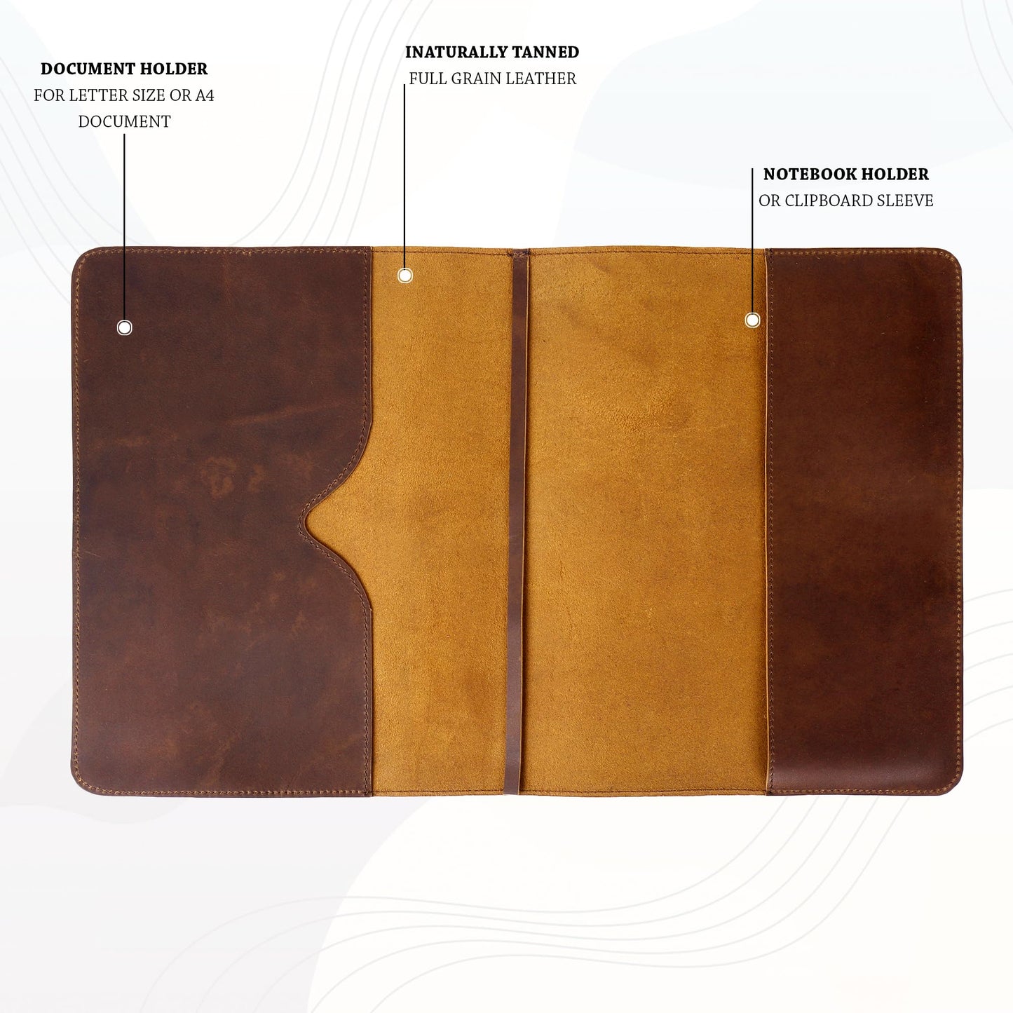 TRISKY Heavy Duty Full Grain Leather Journal Cover, Notebook Holder, Organiser, Refillable Cahier Journals, Refillable For Spiral Notebook, Handmade Leather Notebook Cover (Brown, 12x9.5 inch)