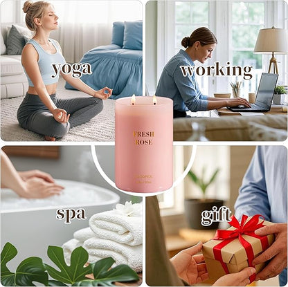 Goodpick Fresh Rose Candles for Women, Pink Candle, Soy Wax 22oz Large 120 Hours Burning, Aromatherapy Candles