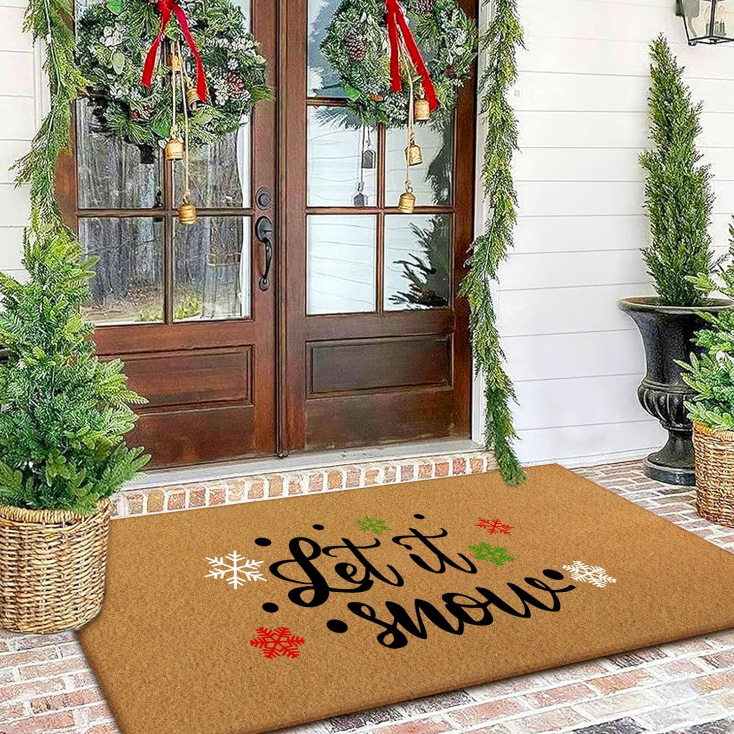 Yookeer 14 Pcs Winter Christmas Stencils for Door Mats Crafts Reusable Merry Christmas Welcome Winter Templates Large Stencil for Painting on Wood Sign Wall Doormat DIY Project