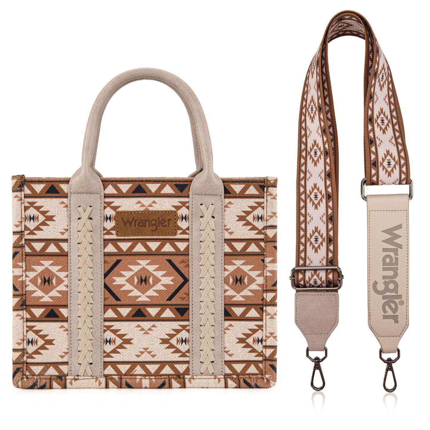 Wrangler Purse for Women Boho Aztec Tote Bag Hobo Shoulder Top Handle Handbags with Wide Guitar Strap Fall Collection Gift WG2207-8120STN