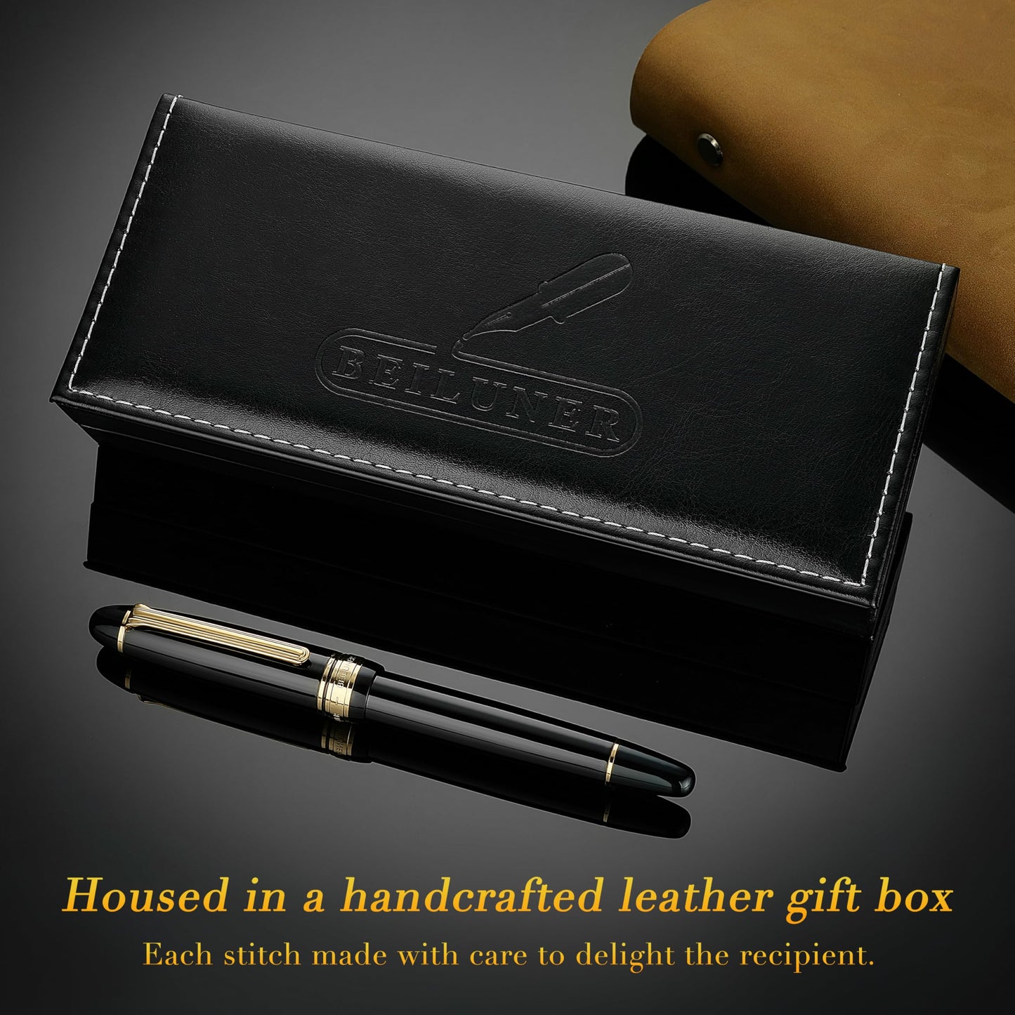 BEILUNER 319 Piano Black Lacquer Rollerball - Stunning Luxury Pen with 24K Gold, Heavy, Schneider Black Ink Refill, Best Gift Set for Men & Women, Professional, Executive Office, Fancy Classic Pens