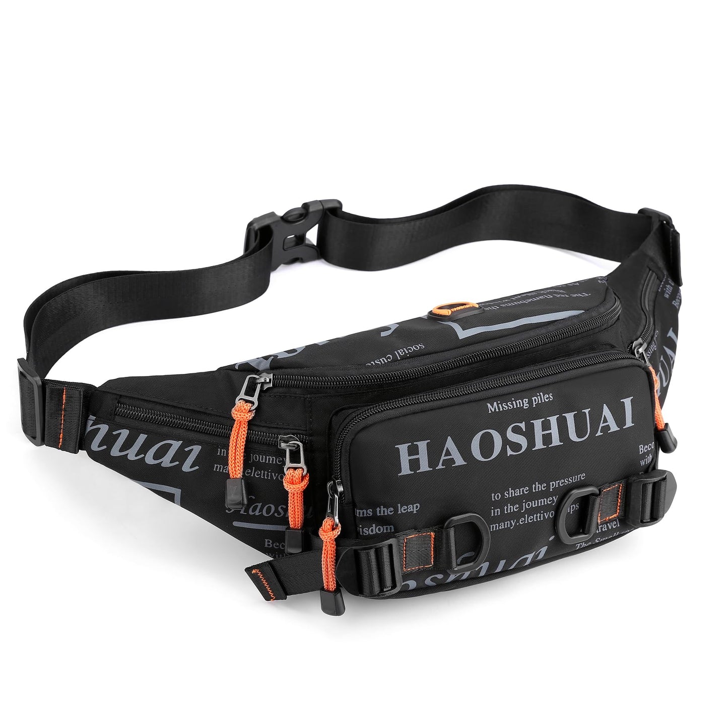 Fanny Pack for Men Women Waist Bag with Headphone Jack Utility Hip Belt Pouch Crossbody Bags Bumbag for Cycling Hiking Walking Fishing Black02
