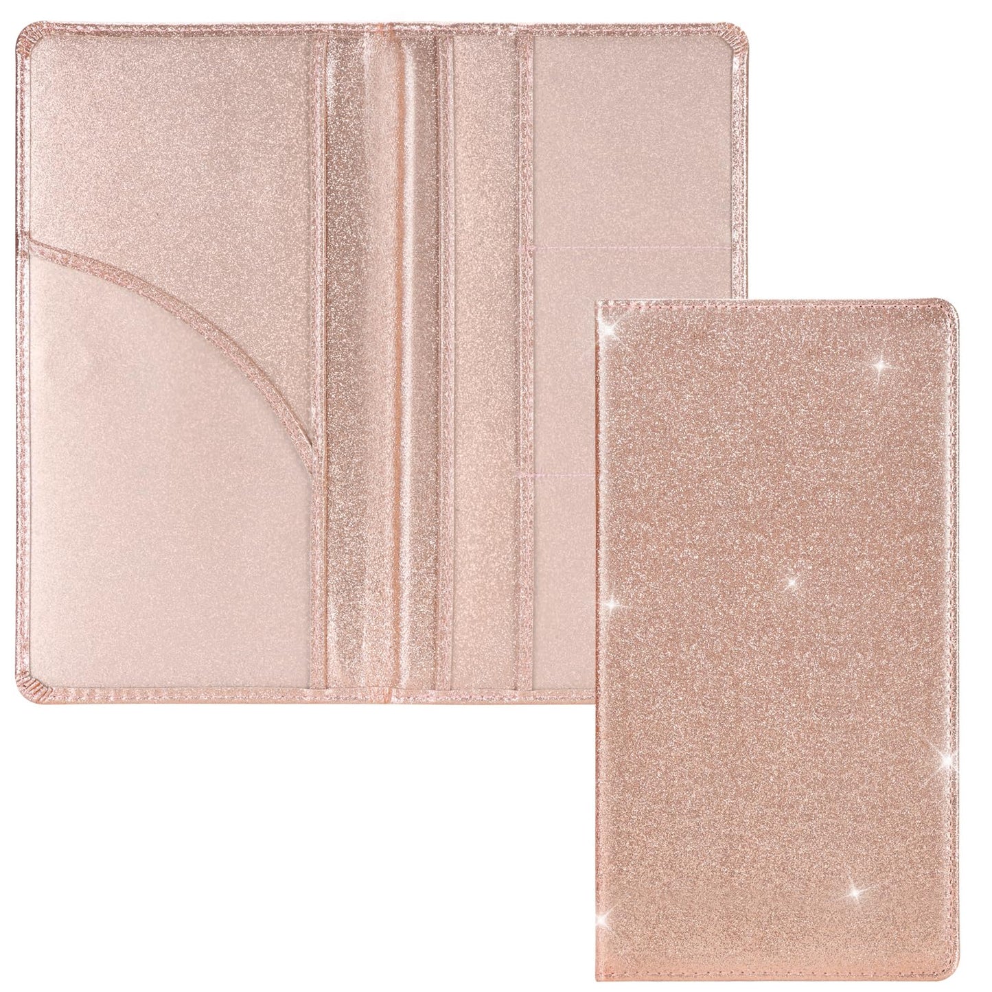 Cacturism Car Registration and Insurance Holder, Car Accessories Vehicle Glove Box Car Organizer Men Women Wallet Case with Magnetic Shut for Cards, Essential Document, Driver License, Bling Rose Gold