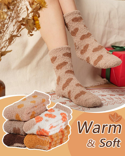 Horuru Fuzzy Socks Gifts for Women Fluffy Cozy Slipper Socks Fall Womens Birthday Gifts for Christmas