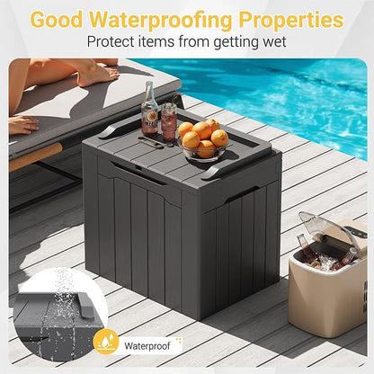 Greesum 31 Gallon Resin Deck Box Large Outdoor Storage for Patio Furniture, Garden Tools, Pool Supplies, Weatherproof and UV Resistant, Lockable, Dark Grey