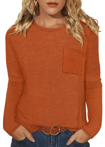 WIHOLL Long Sleeve Shirts for Women Waffle Knit Trendy Fall Fashion 2025 Dressy Casual Blouses Teacher Outfits