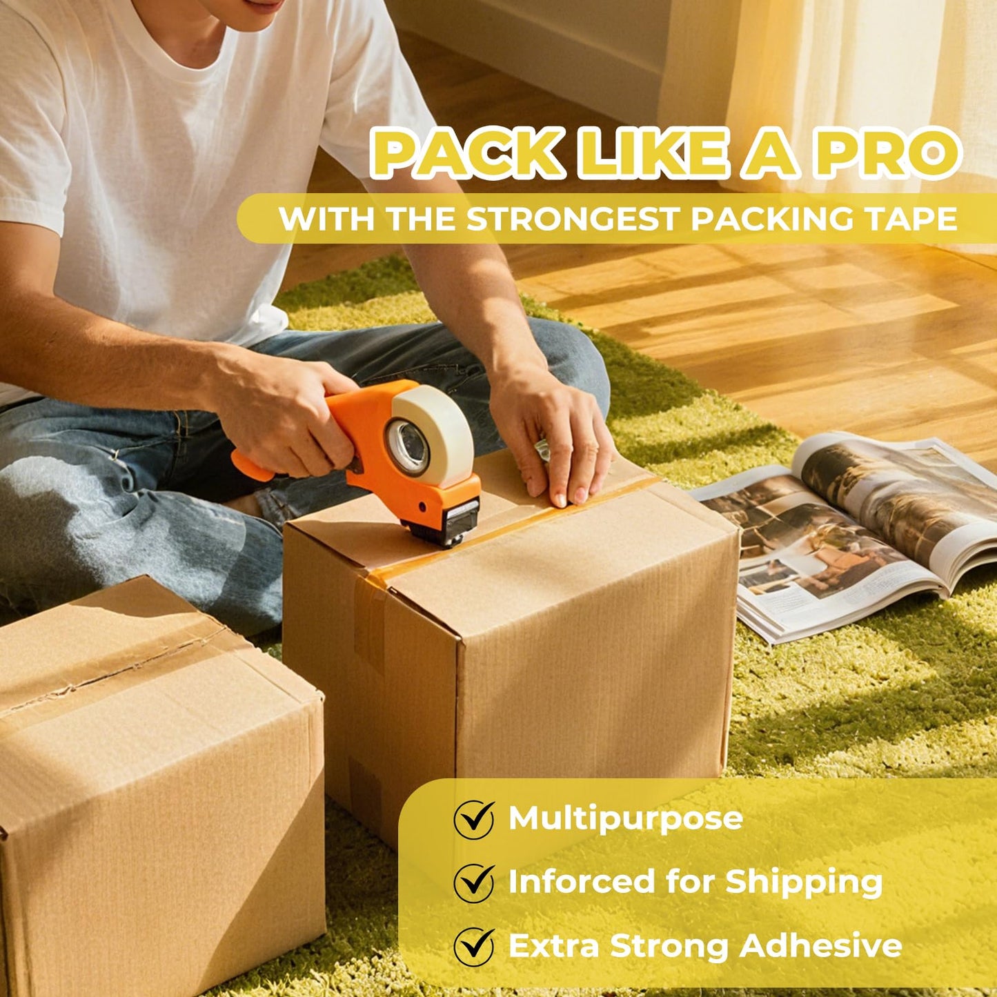 2.0 Mil Clear Packing Tape 36 Rolls (2 Inch x 110 Yards) – Shipping Tape for Boxes, Moving, Storage & Warehouse Use