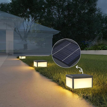 Outdoor Solar Post Light, Solar Column Lights, Pillar Lights LED Fence Deck Cap Lamp for Flat Surface Patio Garden Decoration, Modern Pillar Lamp with IP65 Waterproof Light Source（10"x10"）