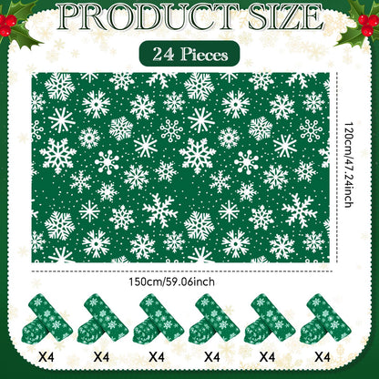 Moukeren 24 Pcs Christmas Snowflake Throw Blanket Bulk, 59 x 47 Inch Xmas Winter Throw Blanket Christmas Warm Soft Cozy Fleece for Home Bedding Couch Chair Gift (Green)