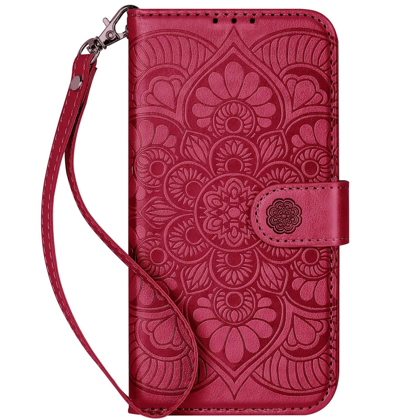 Ateeky Wallet Case for iPhone 16 Pro Max,[RFID Blocking] 3 Card Holder Stand with Credit Card Slot PU Leather Magnetic Protective Flip Cover for iPhone 16 Pro Max (Red)
