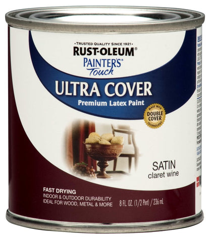 Rust-Oleum 267310-Painter's Touch Latex Paint, 1 Half Pint, Satin Claret Wine