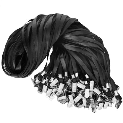 LOCONHA 100Pcs Black Lanyards with Clip lanyards for id Badges (Black)