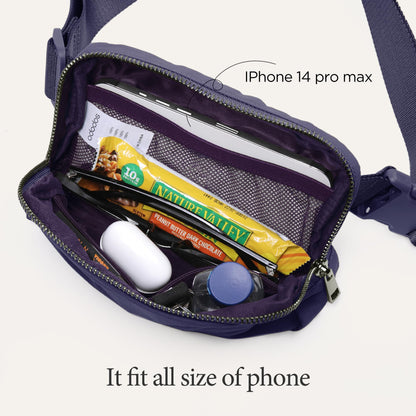 ODODOS Unisex Mini Belt Bag with Adjustable Strap Small Fanny Pack for Workout Running Traveling Hiking, Black