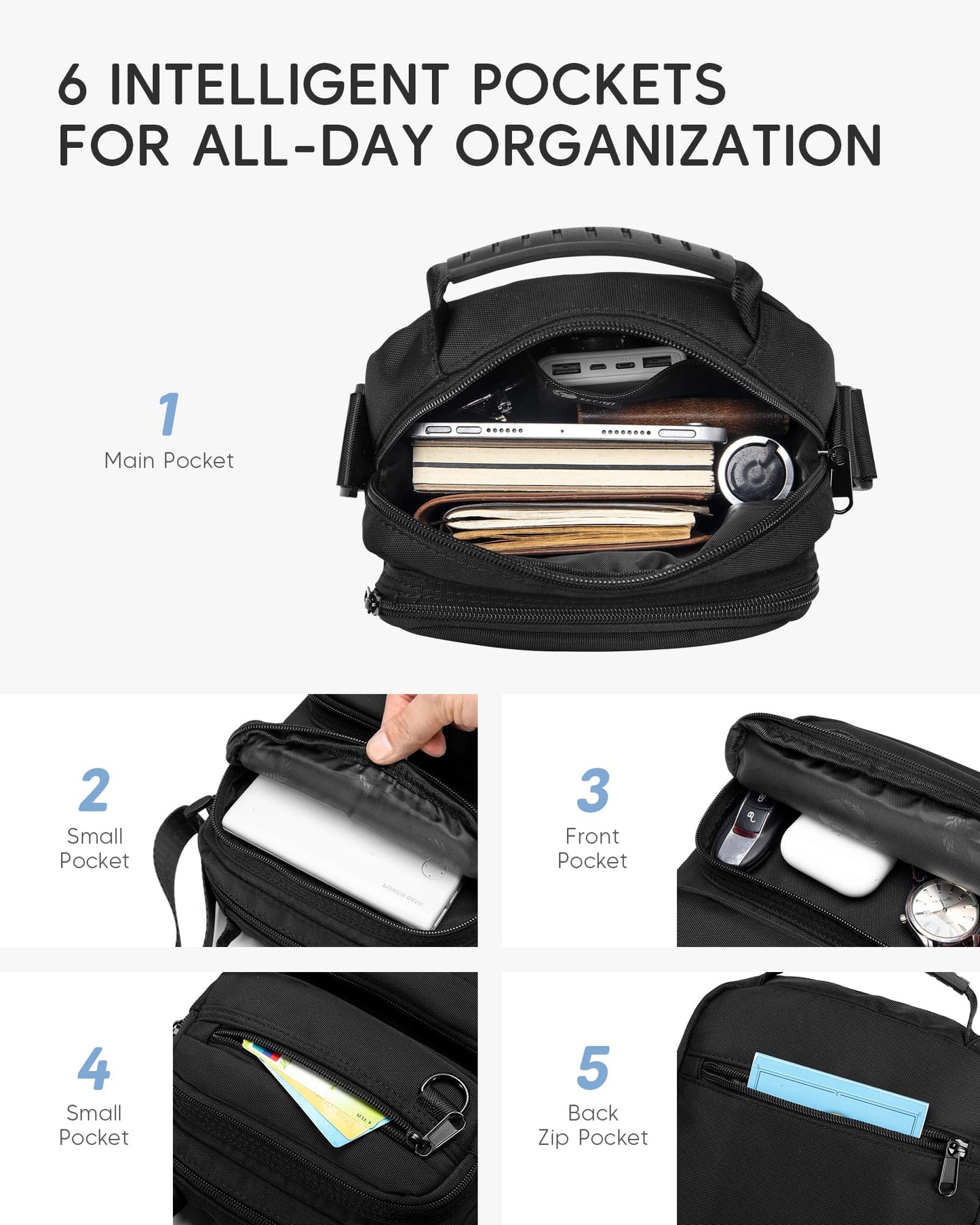 Nixjoro Men Purse for Crossbody Shoulder Satchel Messenger Bag for Father's Day Birthday Valentine Christmas Anniversary, Black