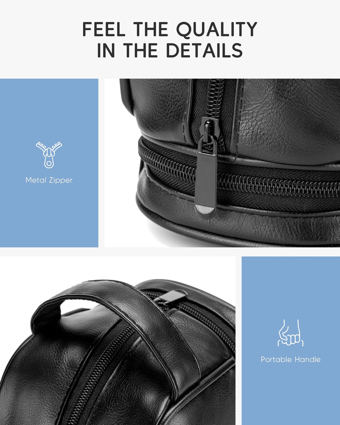 Nixjoro TSA Approved Toiletry Bag for Men Vegan Leather Travel Essentials Shaving Dopp Kit Toiletries Organizer Case for Grooming Farther Day Gift,Black