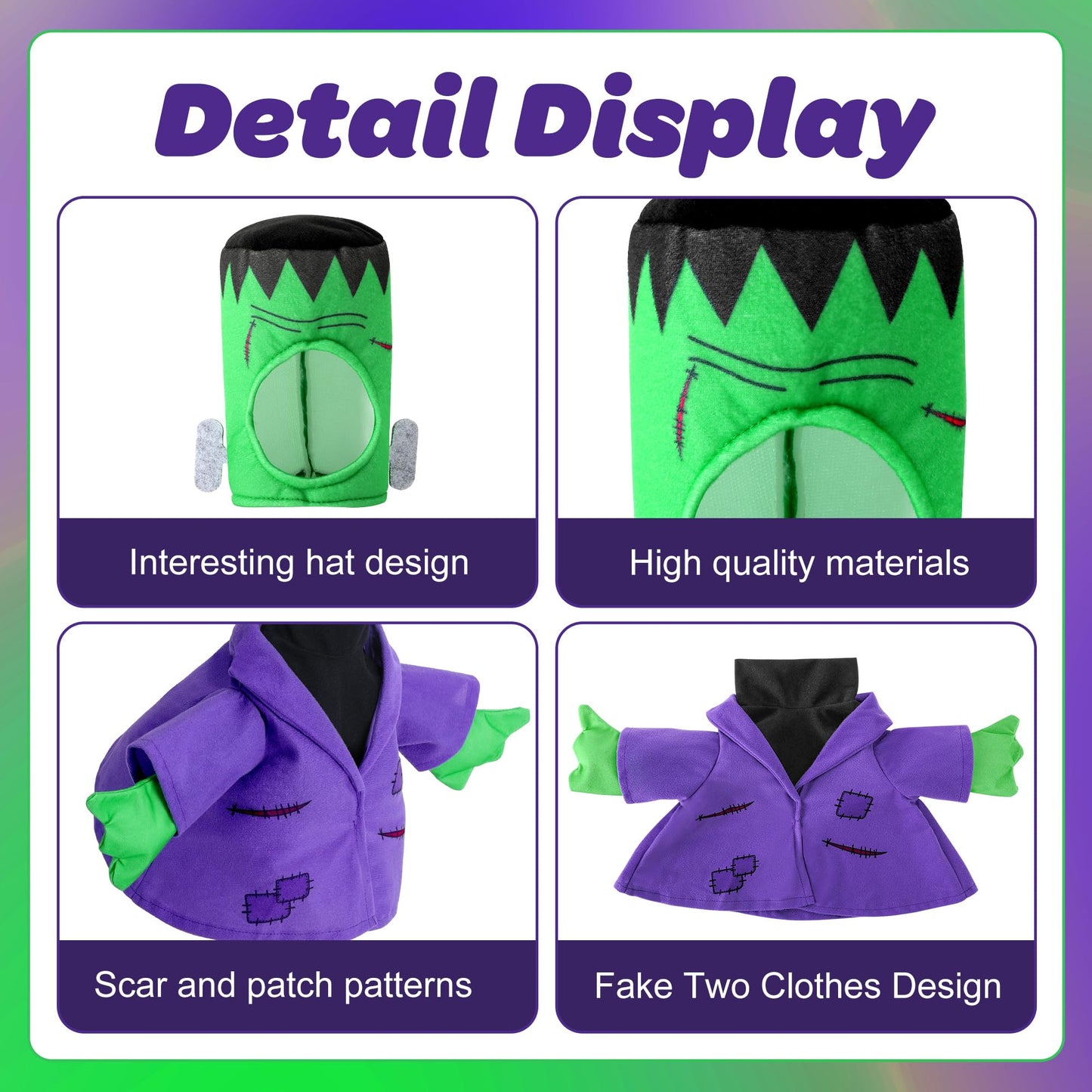 Watayo 2 Pcs/Set Halloween Monster Goose Outfits, Porch Goose Statue Monsters Costume, Purple Lawn Goose Monster Clothes with Hat for 23" Statue Halloween Fall Outdoor Patio Garden Yard Decor