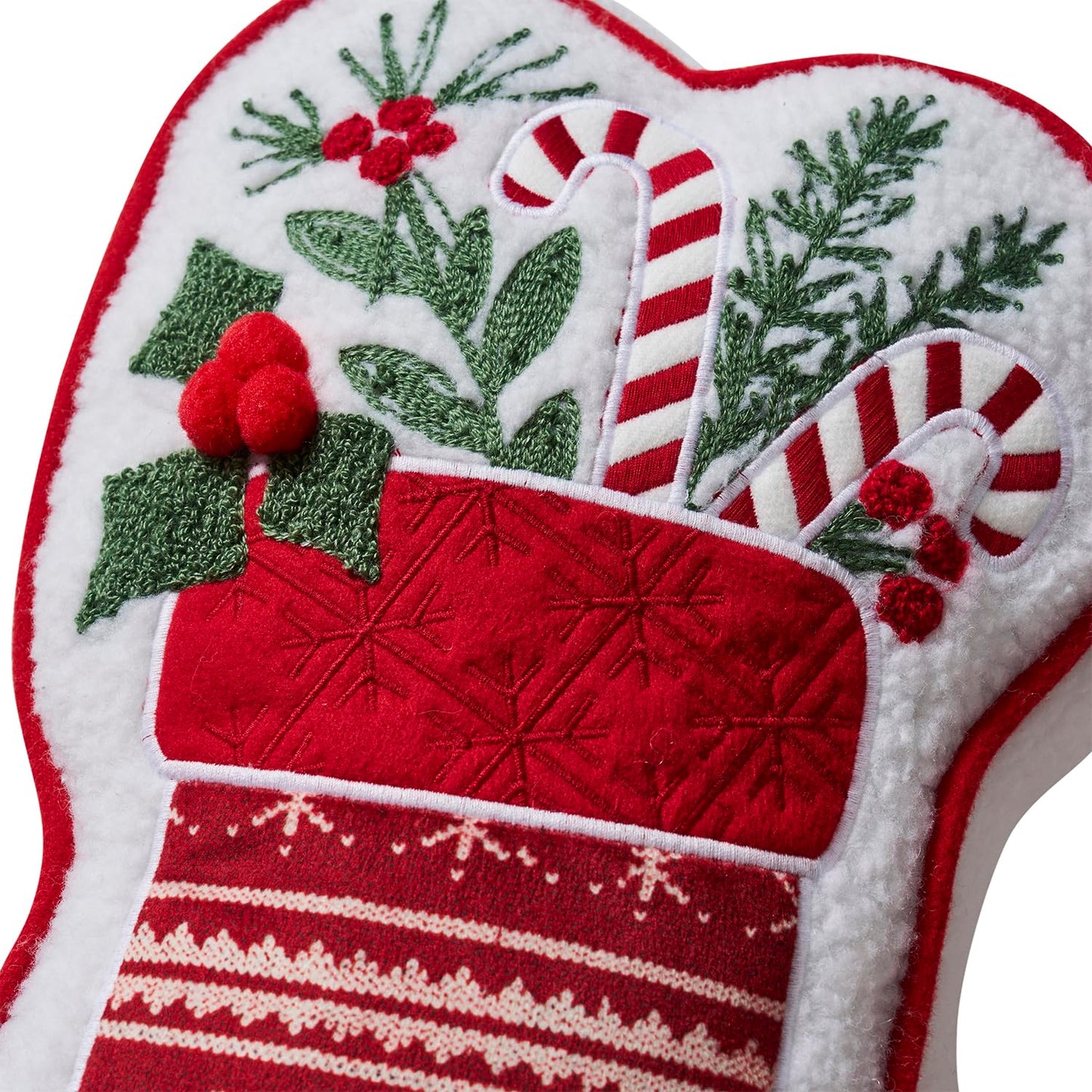 Hallmark - Decorative Throw Pillow for Couch or Bed, Holiday Home Décor, 8" x 16", (Sherpa Stocking, Red)
