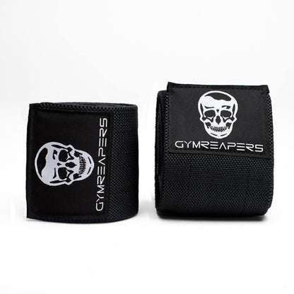 Gymreapers Weightlifting Elbow Wraps (1 Pair) - Flexible 40'' Elbow Compression Strap & Joint Support Brace - For Bench Press, Powerlifting, and Pressing (Black)