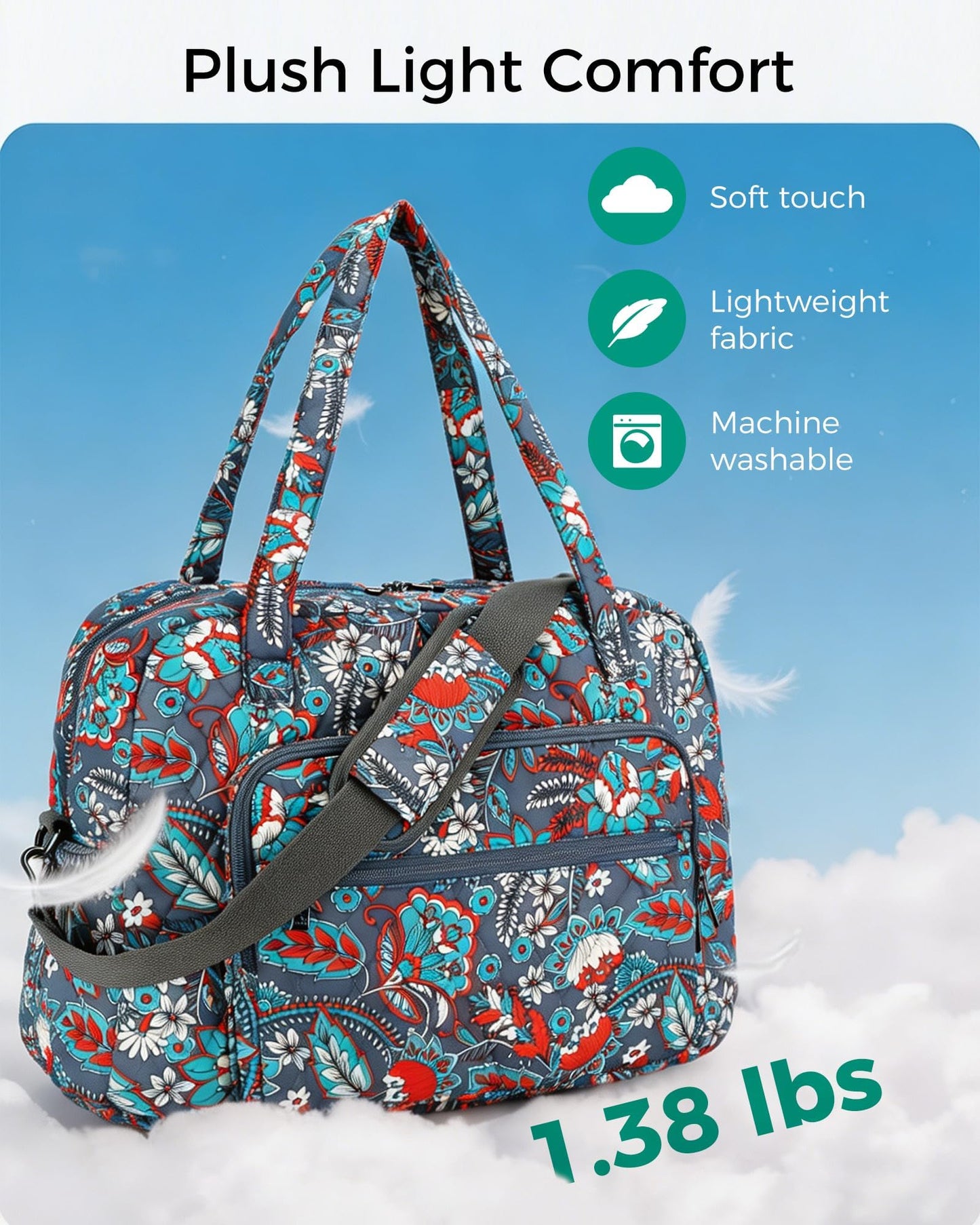 Searock Quilted Travel Duffle Bag, Weekender Overnight Bags for Women Travel, Carry On Duffel Bags for Airplanes Orange
