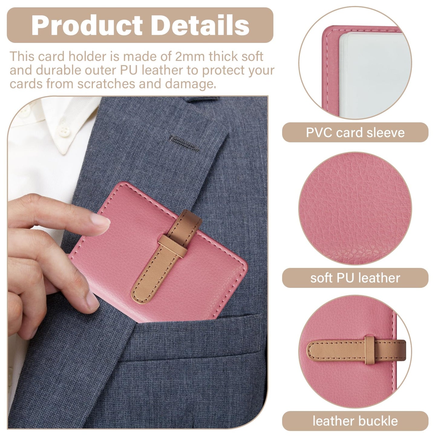 FORYEE Credit Card Holder with 26 Suitable Slot, ID Card Case PU Leather Wallet for Women Men Business Organiser Pocket (Pink)