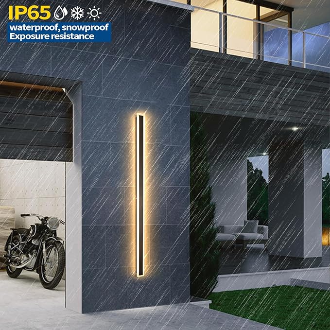 Modern Outdoor Wall Light, 79 Inch 2 PCS Long Exterior Wall Lighting IP65 Waterproof 3000K-6000K Dimmable LED Outdoor Wall Sconce, Linear Long Wall Light for House Exterior Patio Garage