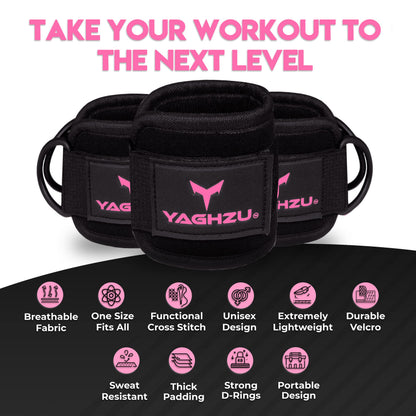 YAGHZU Ankle Straps for Cable Machines Women, Glute Kickback Cable Machine Attachments, Gym Ankle Cuffs, Wrist Cuffs for Workout, Leg Training Accessory, Fitness Gear for Home or Gym