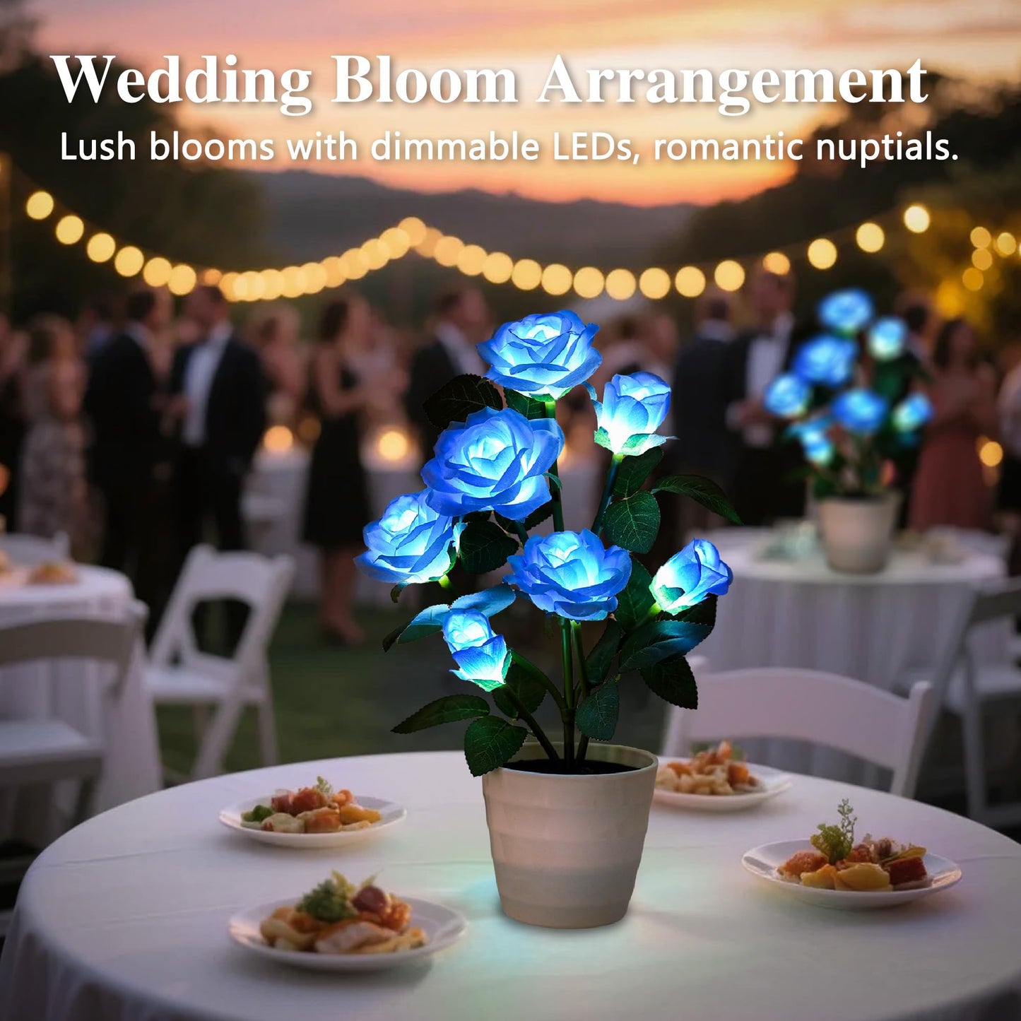 hibeauti Artificial Blue Rose Flower Lamp LED Lights, Flower Table Lamp for Bedroom Bar Coffee Shop Wedding Valentines Mothers Day Birthday Christmas - Unique Gifts for Women Her Girlfriend Wife Mom