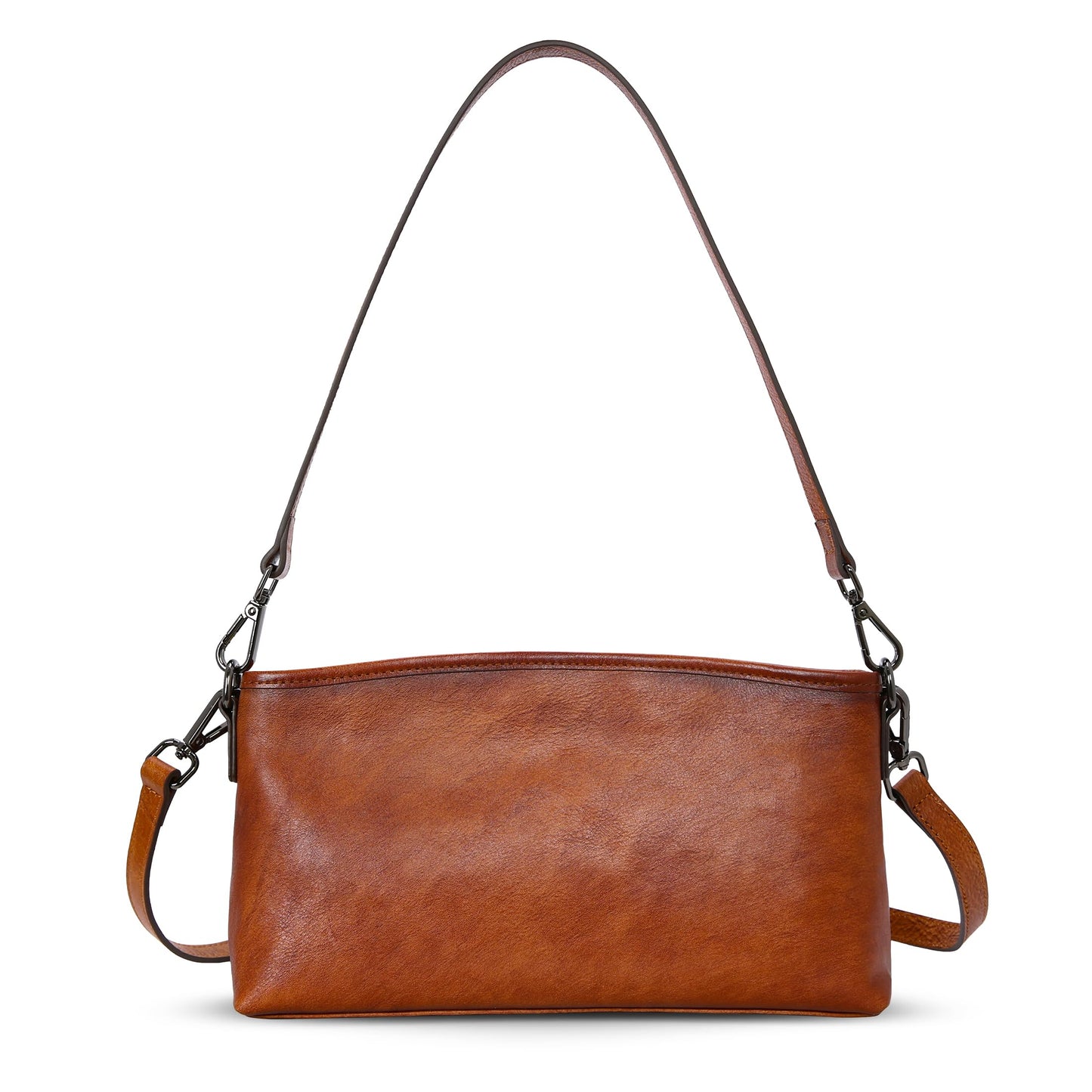 HESHE Genuine Leather Purses for Women Brown Crossbody Bag Designer Women’s Shoulder Purses and Hobo Handbags Medium Satchel Purse Work Bag (Brown)