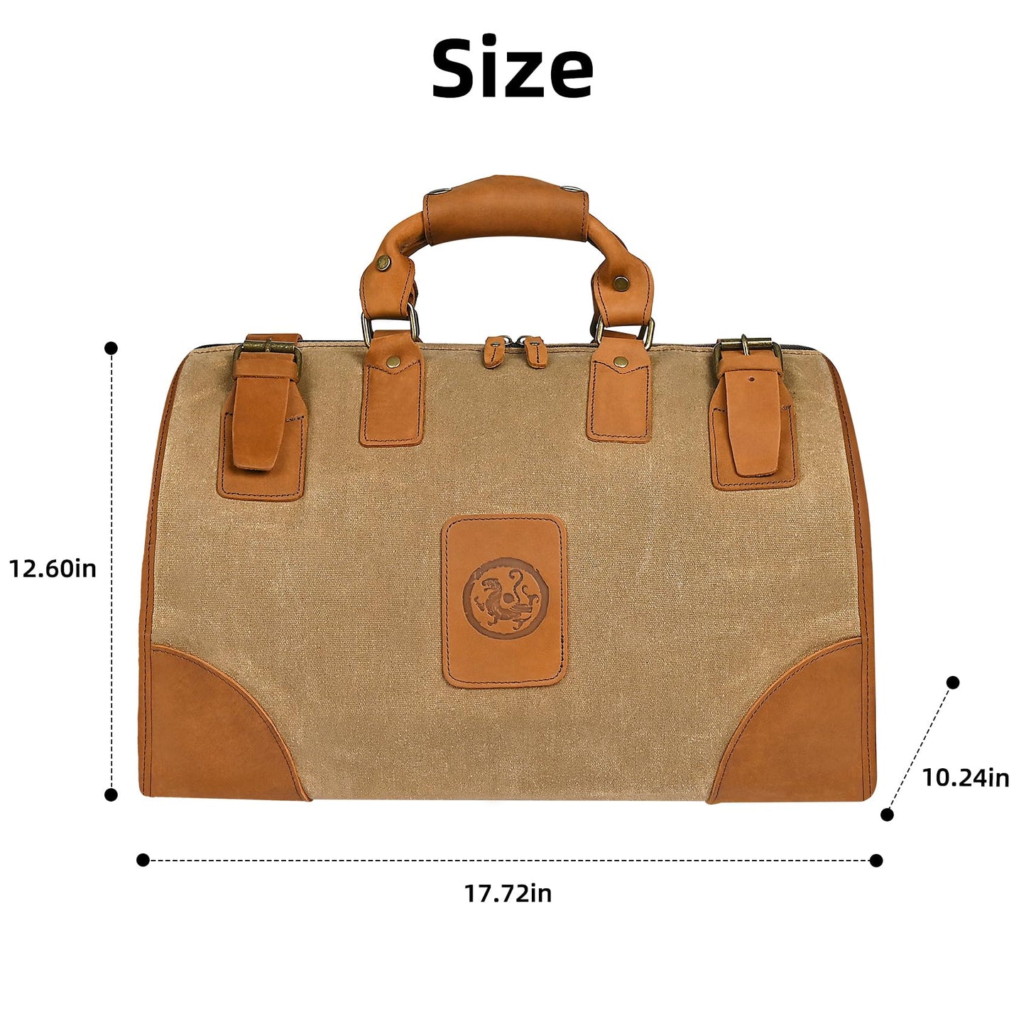 Handadsume Water Resistant Canvas + Leather Travel Luggage Tote Duffle Gym Suitcase Weekender Overnight Bag For Men Male FB8151 (A-Brown)