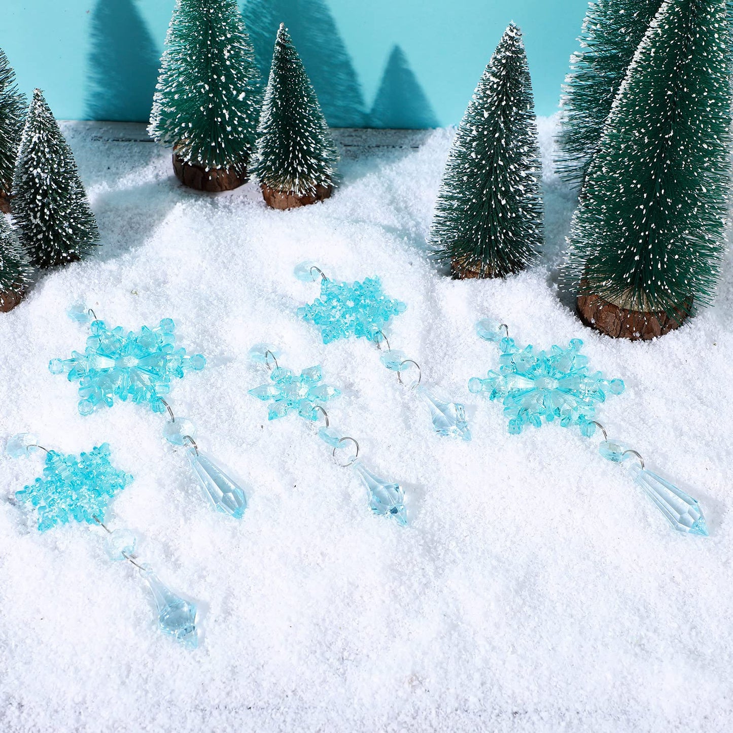 Boao Light Blue 15 Pcs Crystal Snowflake Ornaments for Winter Acrylic Snowflake Decorations Wonderland for Party Favor Celebration