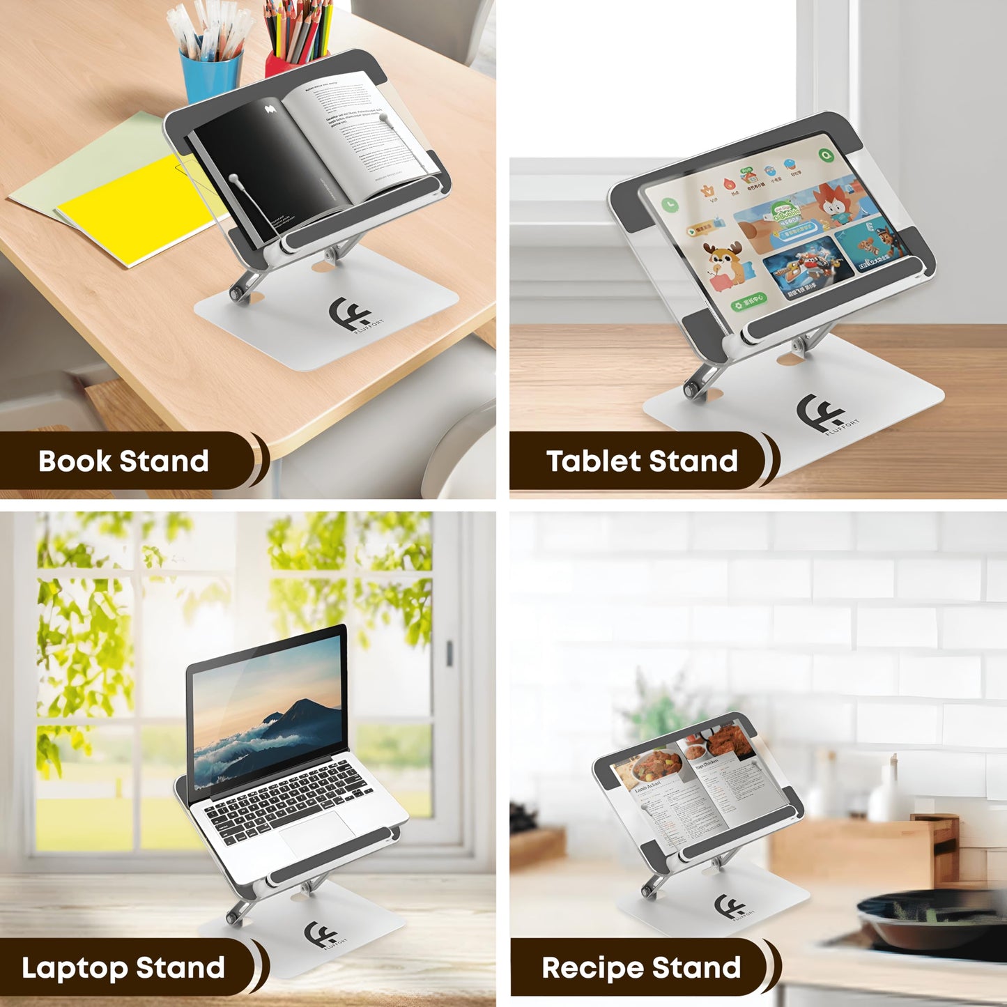 Amazon BESIGN Acrylic Book Stand for Reading, Adjustable Holder with Rotating Base & Page Clips, Foldable Desktop Stand for Textbooks, Cookbooks, Laptops, Tablets, Music Sheets, Recipes