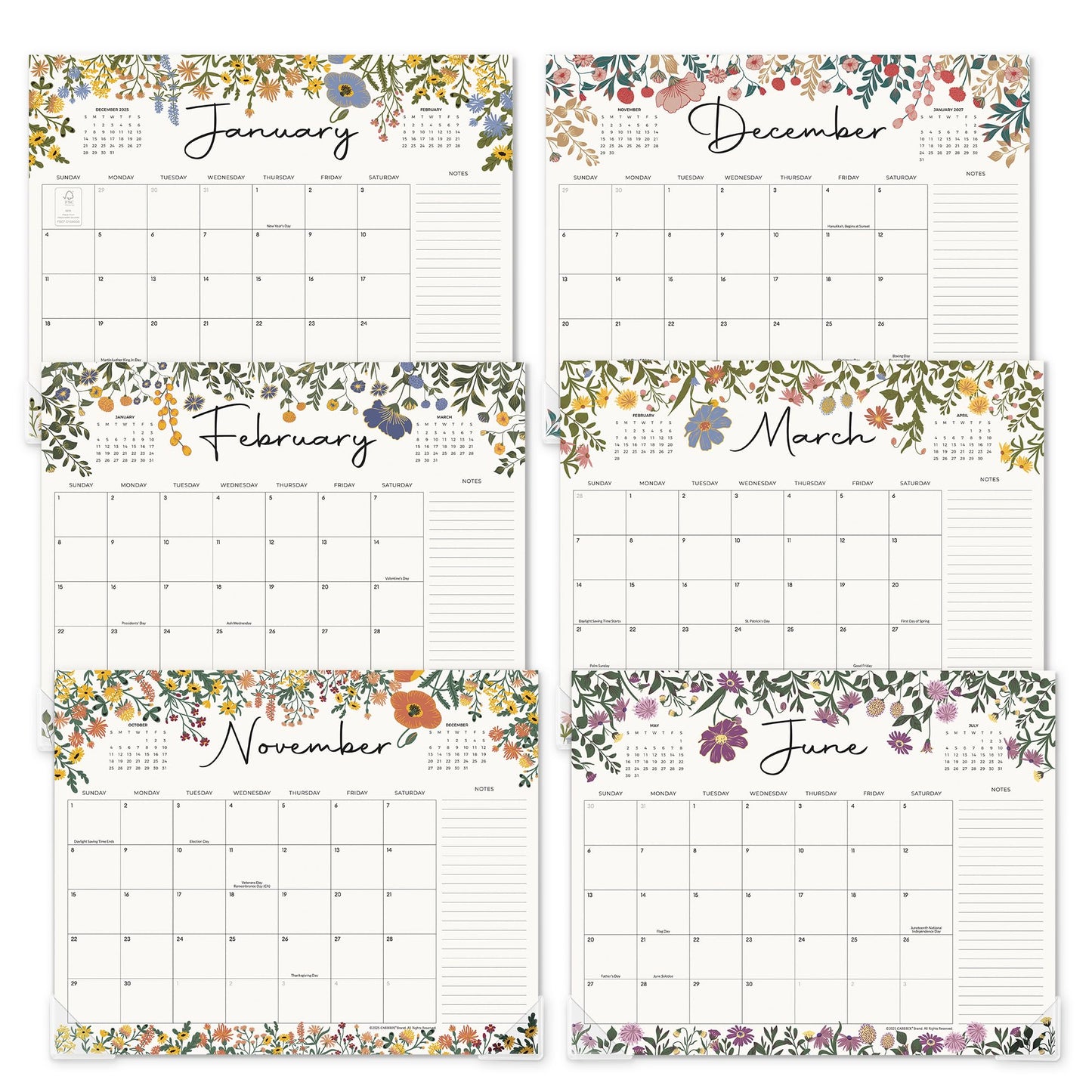 Desk Calendar 2026 with Desktop Mat, Cabbrix Desk Pad Calendar 15 x 12 Inch Runs From January 2026 to June 2027, Floral Design Calendar 2026 for Home School and Office (Apricot)