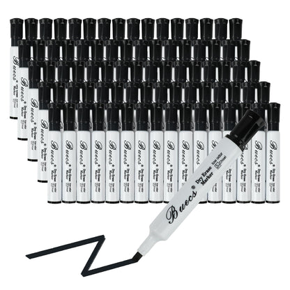 Buecs Black Dry Erase Markers, Low-Odor, 80 Count, Chisel tip, Perfect for Writing on Whiteboards, Dry-Erase Boards, Glass, Office Supplies