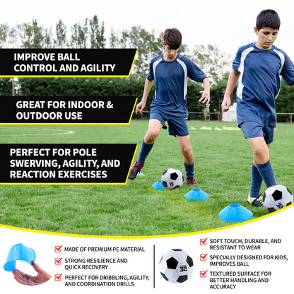 2 Set Kids Soccer Goals for Backyard with Training Equipment, 5×3 Portable Foldable Practice Nets with Ball, Dice & Mat, Cones, Air Pump and Carry Bag for Toddler Youth Outdoor Sports Game