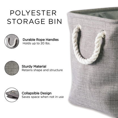 DII Buffalo Check Storage Collection Collapsible Bin with Handles, Medium Rectangle, 16x10x12, Navy & Off-White