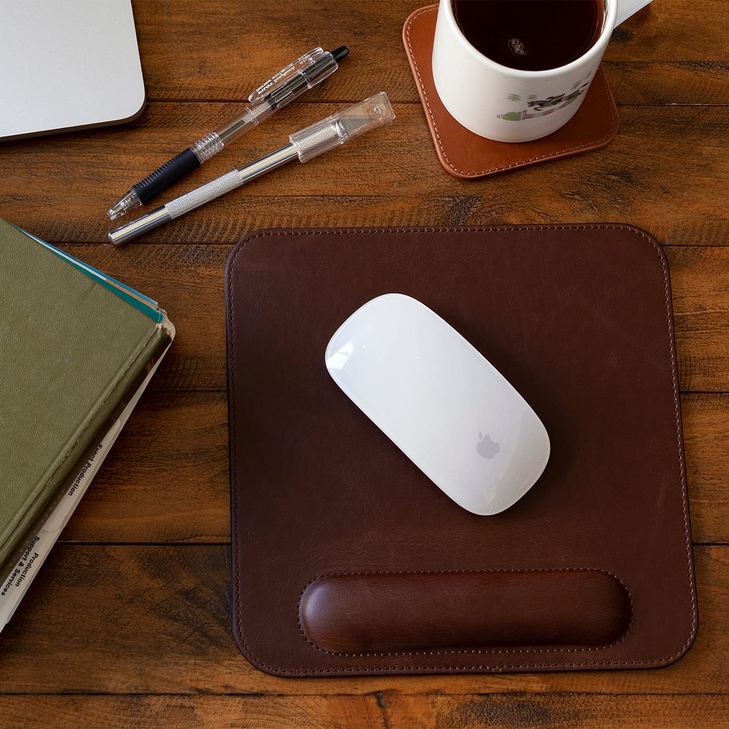 Londo Leather Mouse Pad with Wrist Rest – Ergonomic Support, Non-Slip Base, Smooth Surface