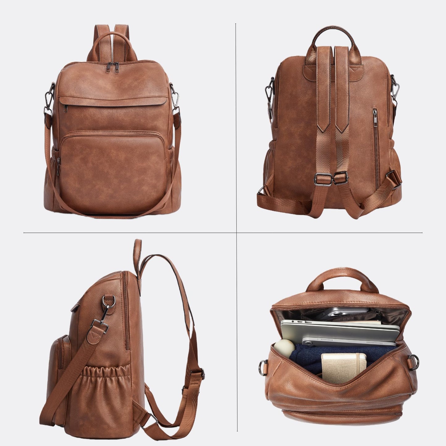 Botimmy Anti-Theft Backpack Purse for Women, Convertible 3-in-1 Vegan Leather Backpack with Hidden Zipper, Adjustable Shoulder & Crossbody Bag for Travel and Daily Commute