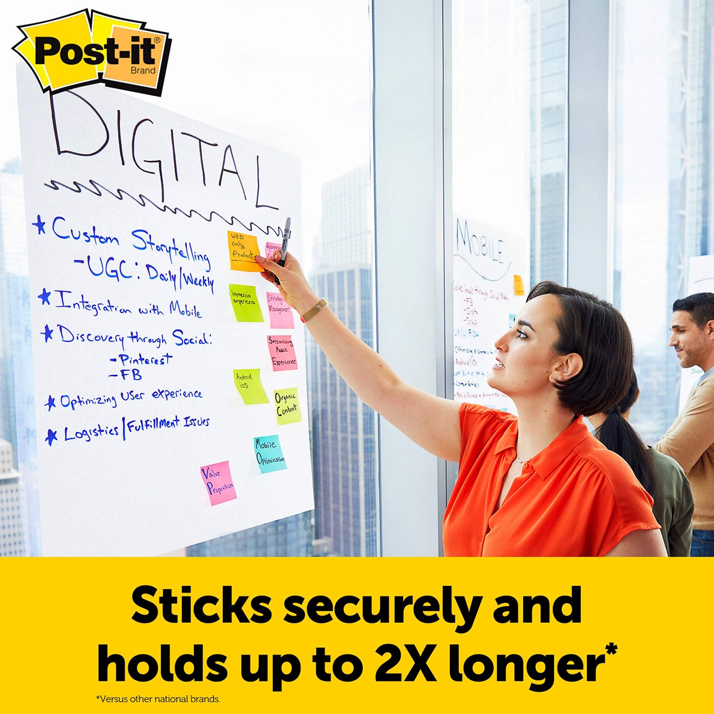 Post-it Meeting Chart, 20 x 23 Inches, 20 Sheets Per Pad, 1 Pad, Portable, White, Primary Ruled Lines, Premium Self Stick Flip Chart Paper, Great for Teachers and Students, Built-in Easel Stand