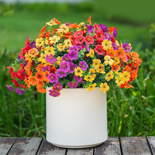 12 Bundles Artificial Flowers for Outdoors Decorations, Spring Summer Multicolor Realistic Faux Silk Daisy, UV Resistant Fake Flowers for Patio Home Decor Garden Planter Window Box Yard