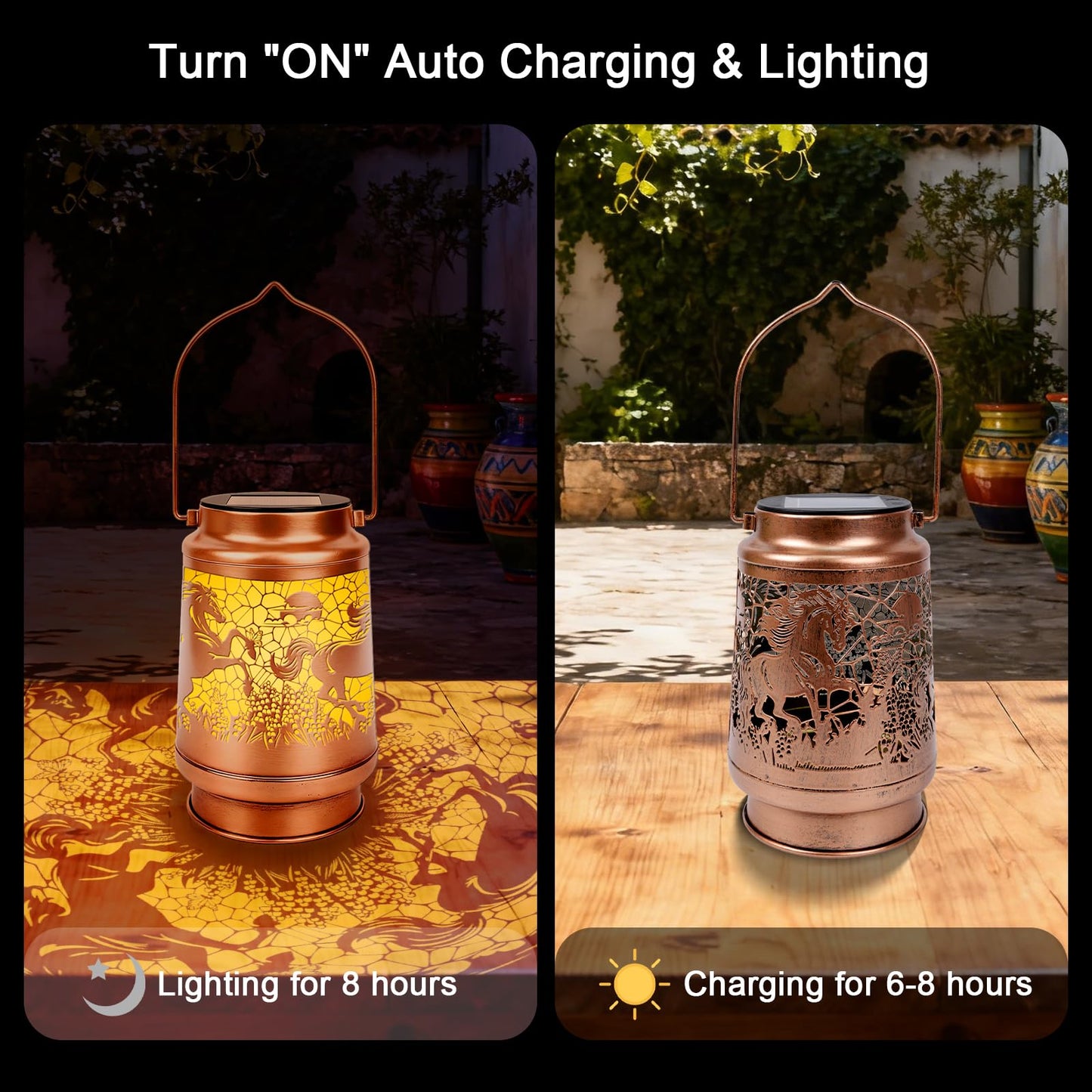 Horse Solar Lanterns Outdoor Waterproof - Wxiben Horse Lovers Gifts for Women Men, Birthday Christmas Mother's Day Housewarming Gifts, Hanging Led Solar Lights for Garden Yard Patio Tabletop Decor