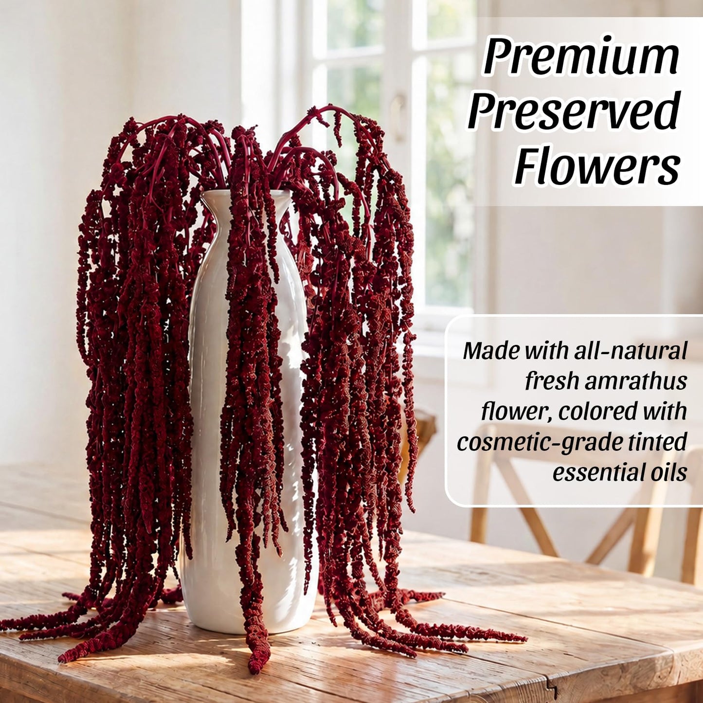 Suncalla 24 Pcs Brownish-red Spring Natural Dried Amaranthus Hanging Flowers Amaranthus Artificial Flowers for Wedding Arch Bouquet Floral Garland Wall Home Decoration (23 Inch)
