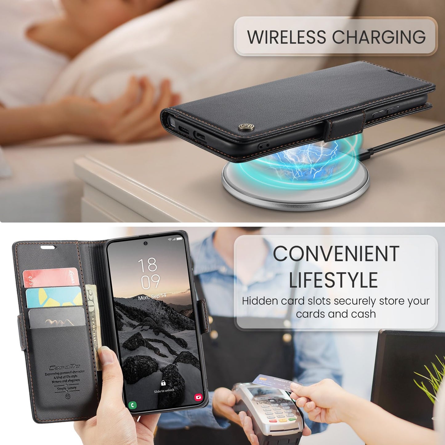 SINIANL Compatible with Samsung Galaxy S26 Ultra Wallet Case with Card Holder, Women Men Flip Cover with RFID Blocking Magnetic Clasp Kickstand Leather Book Folio Case for Galaxy S26 Ultra Black
