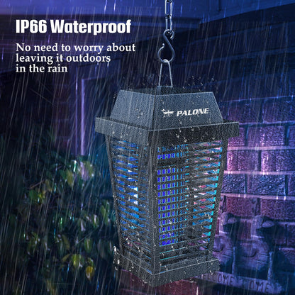 PALONE Solar Bug Zapper 4500V Electric Mosquito Zapper Outdoor, USB-C and Solar Panel Dual Charging Electric Zapper Racket, Fly Trap with UV Light for Flies Gnats Moths