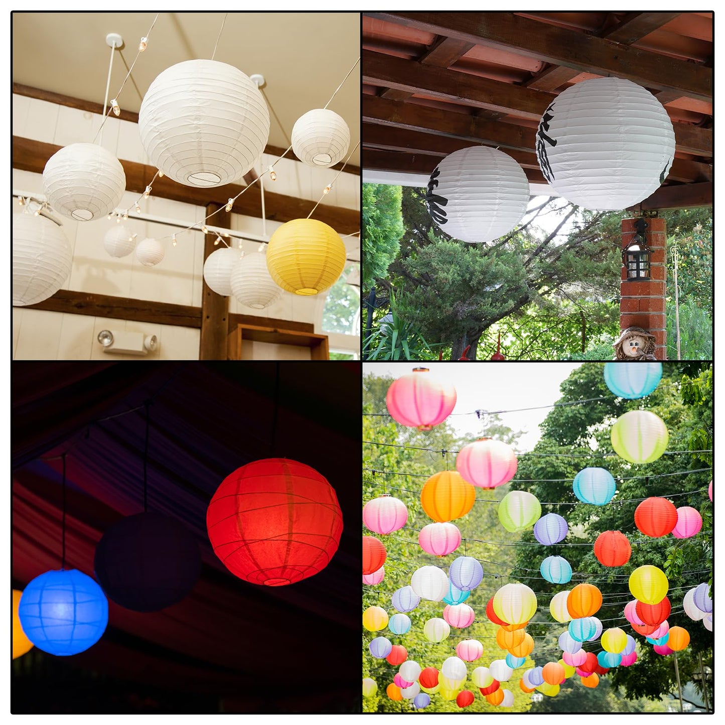 PATIKIL 10" Paper Lanterns, 5 Pcs Round Hanging Chinese/Japanese Lantern Decoration for Home Birthday Party Wedding Christmas Classroom Decor, Dark Green