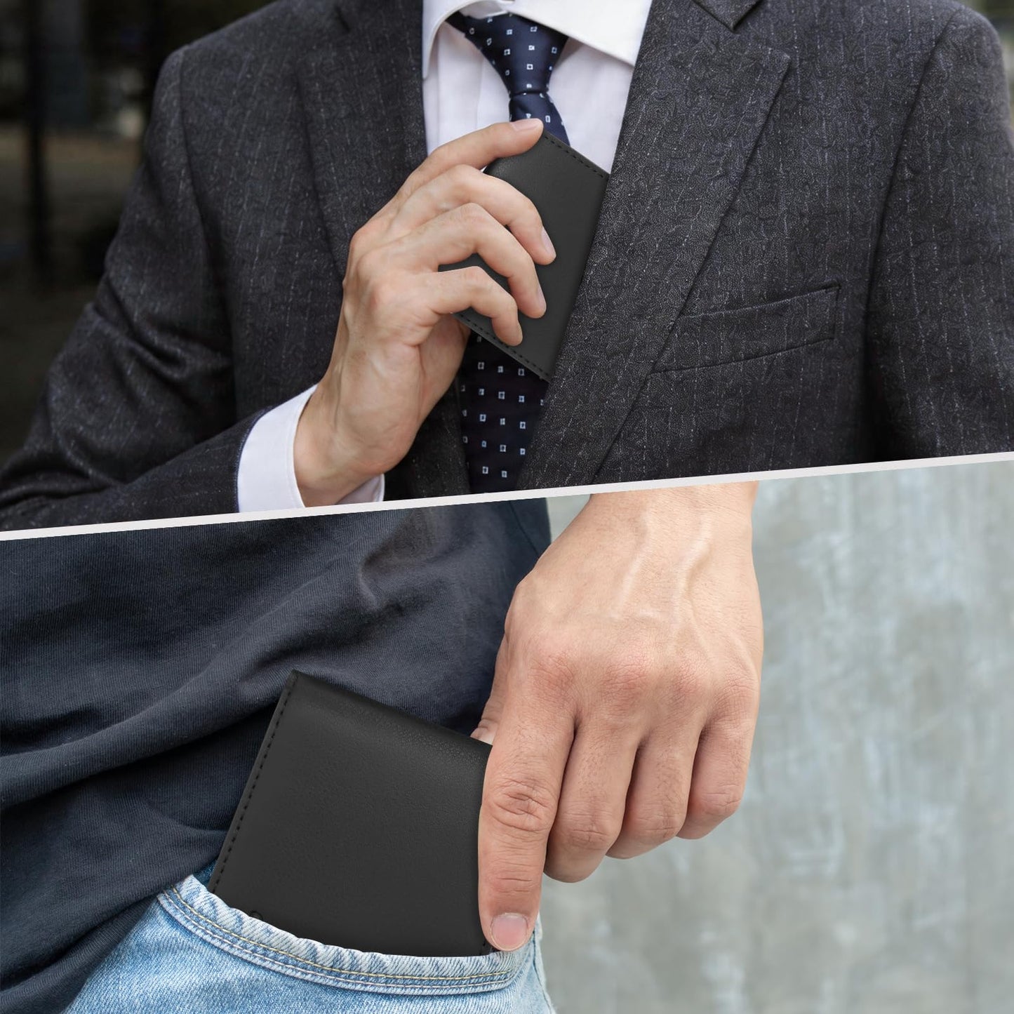 Chelmon Slim Wallet for Men ID Window with RFID Blocking Front Pocket Minimalist Bifold Bussiness Card Holder Gift for Men